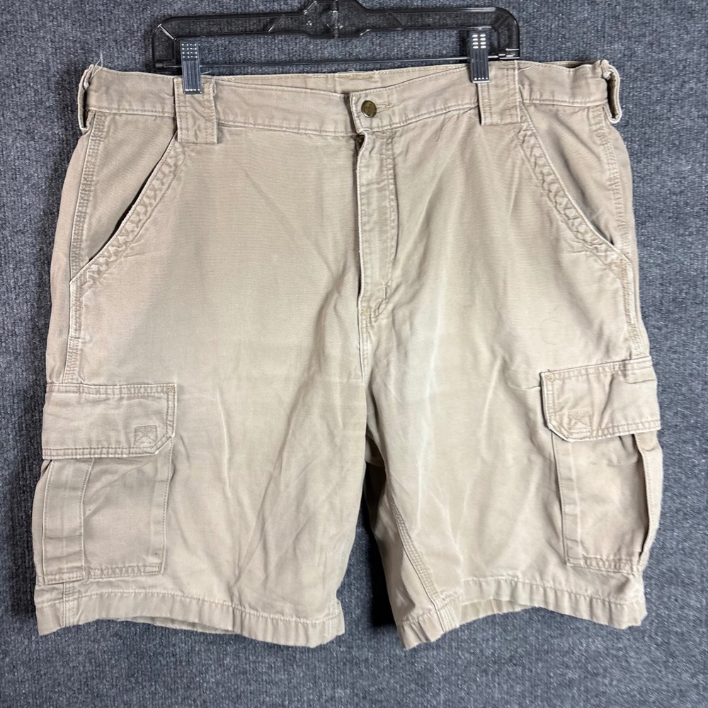 Carhartt Mens Tan Canvas Cargo Shorts Khaki Workwear Relaxed Fit Size 38-40